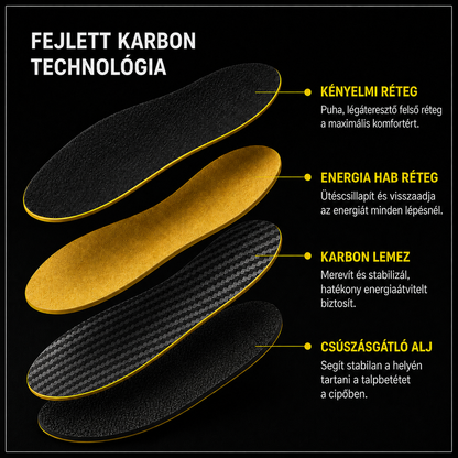 A Karbon Boost talpbetét négy rétege helyes sorrendben